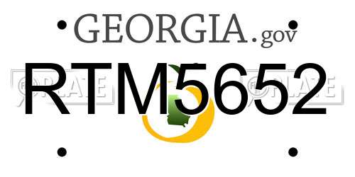 RTM5652 Georgia License Plate