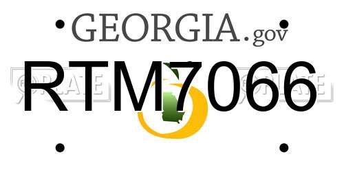 RTM7066 Georgia License Plate