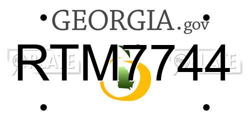 RTM7744 Georgia License Plate
