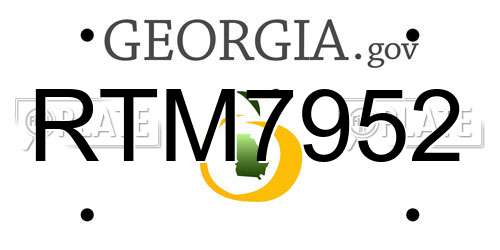 RTM7952 Georgia License Plate