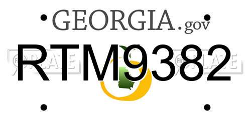 RTM9382 Georgia License Plate