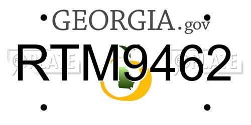 RTM9462 Georgia License Plate