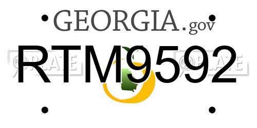 RTM9592 Georgia License Plate