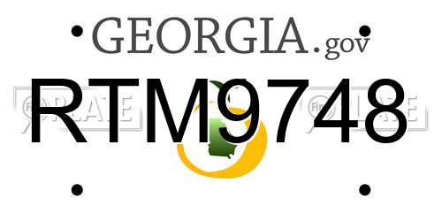 RTM9748 Georgia License Plate