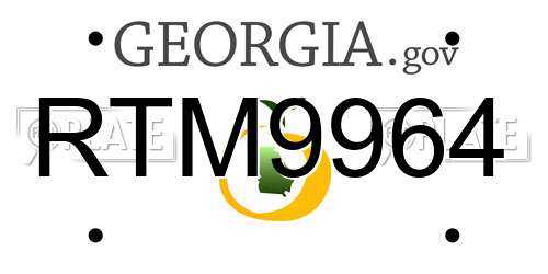 RTM9964 Georgia License Plate