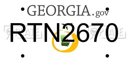 RTN2670 Georgia License Plate