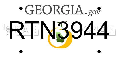 RTN3944 Georgia License Plate