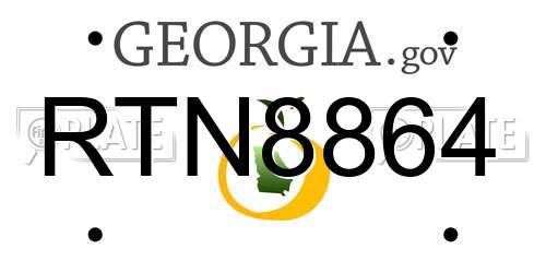 RTN8864 Georgia License Plate