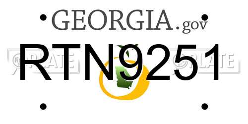 RTN9251 Georgia License Plate