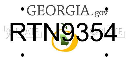 RTN9354 Georgia License Plate