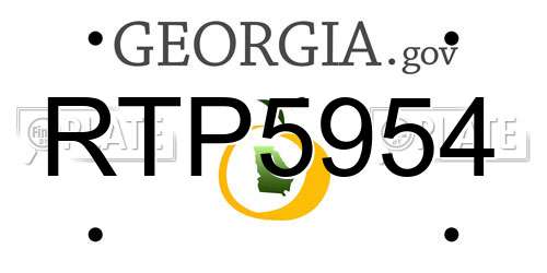 RTP5954 Georgia License Plate