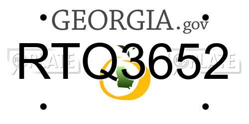 RTQ3652 Georgia License Plate