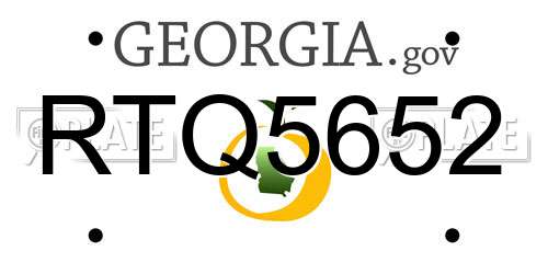 RTQ5652 Georgia License Plate
