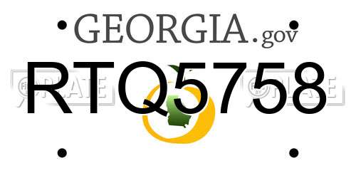 RTQ5758 Georgia License Plate
