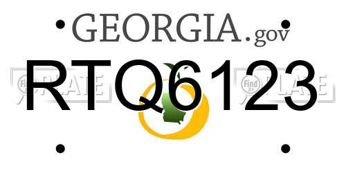 RTQ6123 Georgia License Plate