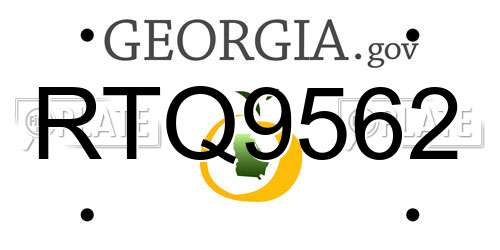 RTQ9562 Georgia License Plate