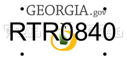 RTR0840 Georgia License Plate
