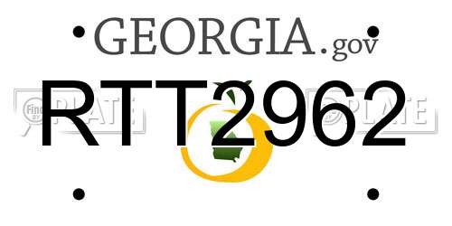RTT2962 Georgia License Plate