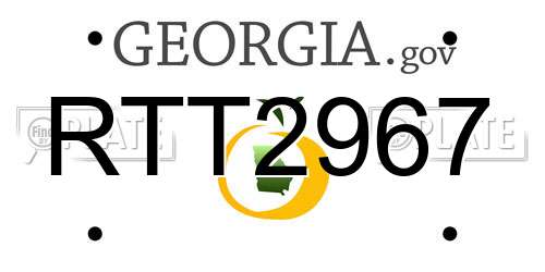 RTT2967 Georgia License Plate