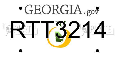 RTT3214 Georgia License Plate