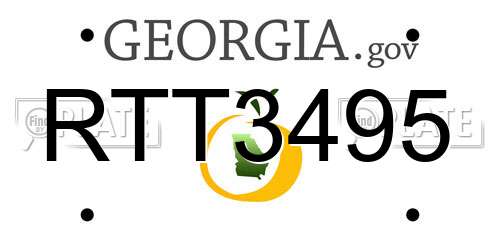 RTT3495 Georgia License Plate