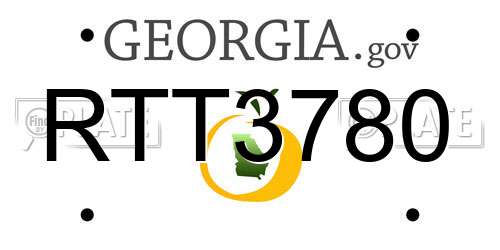 RTT3780 Georgia License Plate