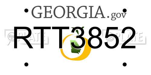 RTT3852 Georgia License Plate