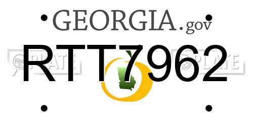 RTT7962 Georgia License Plate