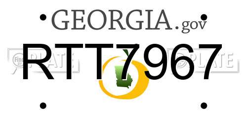 RTT7967 Georgia License Plate