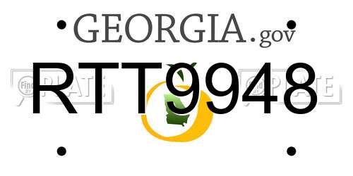 RTT9948 Georgia License Plate