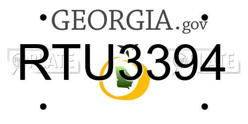 RTU3394 Georgia License Plate