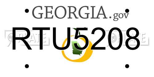 RTU5208 Georgia License Plate