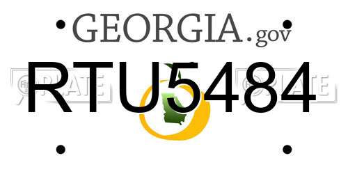 RTU5484 Georgia License Plate