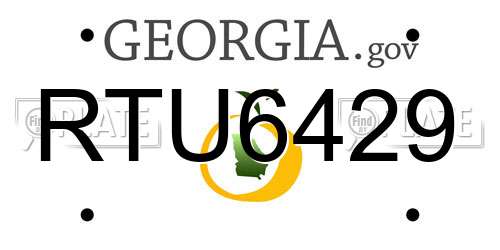 RTU6429 Georgia License Plate
