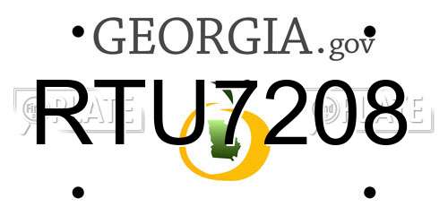 RTU7208 Georgia License Plate