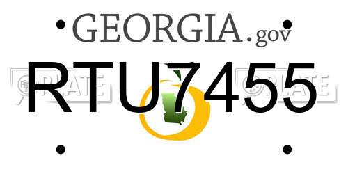 RTU7455 Georgia License Plate