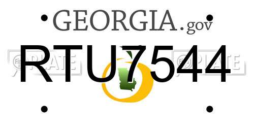 RTU7544 Georgia License Plate