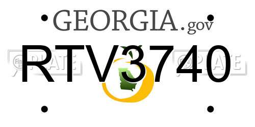 RTV3740 Georgia License Plate