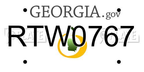 RTW0767 Georgia License Plate