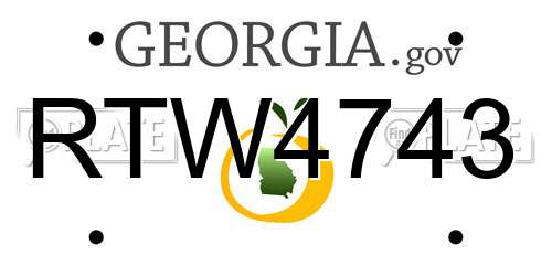 RTW4743 Georgia License Plate