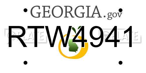 RTW4941 Georgia License Plate