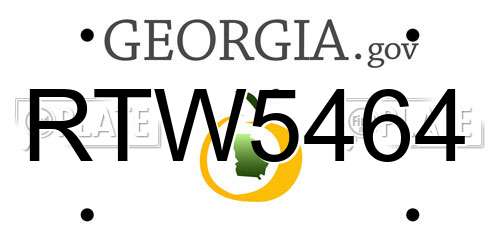 RTW5464 Georgia License Plate