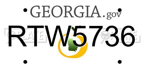 RTW5736 Georgia License Plate