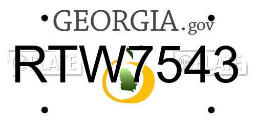 RTW7543 Georgia License Plate