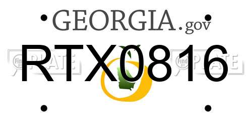 RTX0816 Georgia License Plate