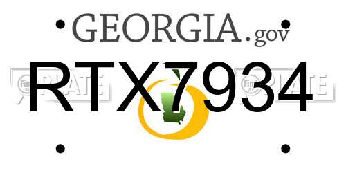 RTX7934 Georgia License Plate
