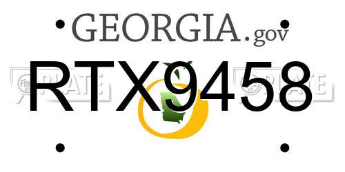 RTX9458 Georgia License Plate