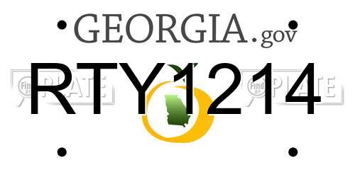 RTY1214 Georgia License Plate