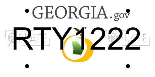 RTY1222 Georgia License Plate