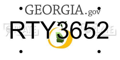 RTY3652 Georgia License Plate